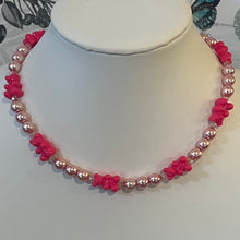 Load image into Gallery viewer, Hot Pink Gummy Bears with Pink Shell Pearls and Crystals
