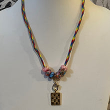 Load image into Gallery viewer, Long Para Cord Rainbow Pave Lock Necklace
