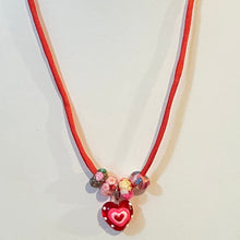 Load image into Gallery viewer, Long Para Cord Red Heart Necklace
