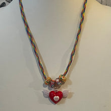 Load image into Gallery viewer, Long Para Cord Charm Necklace Flying Heart
