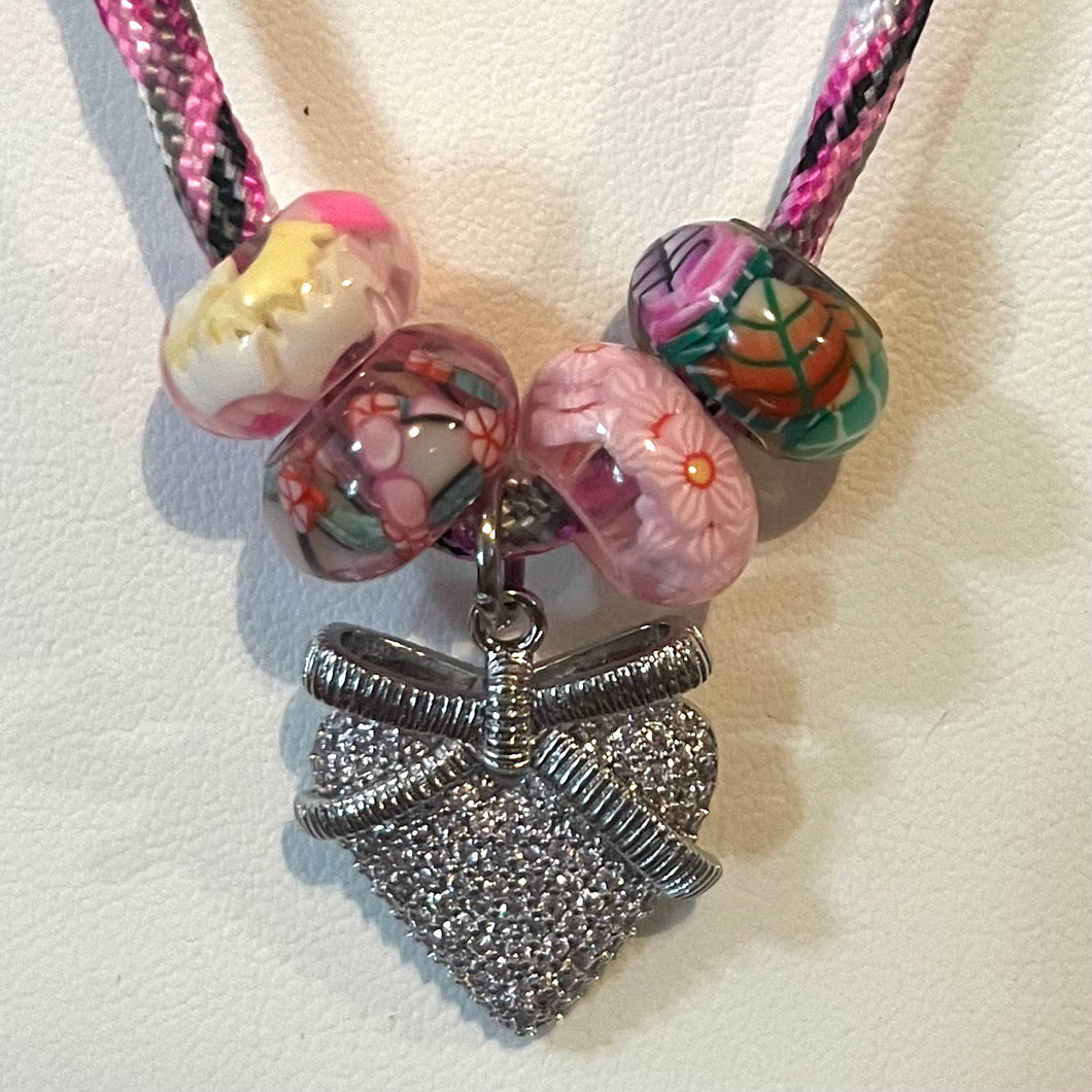 Long Para Cord Silver Locket Necklace