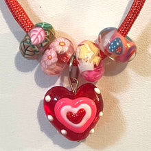 Load image into Gallery viewer, Long Para Cord Red Heart Necklace
